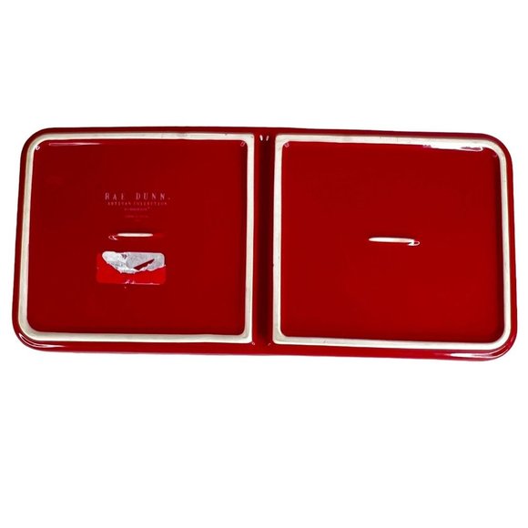 Rae Dunn Holiday Cheer Christmas Tray Divided Red Artisan Collection Magenta - Picture 4 of 6
